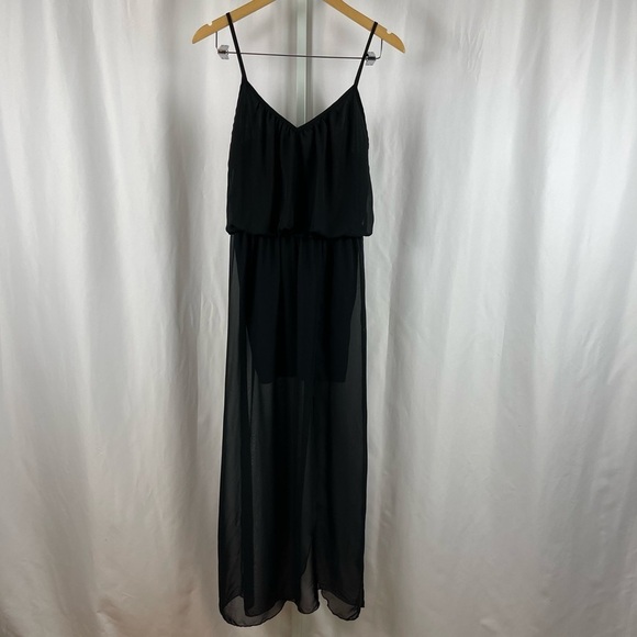 Catch My i Medium High Waist Sheer Skirt Maxi Dress Sleeveless V Neck - Picture 1 of 8